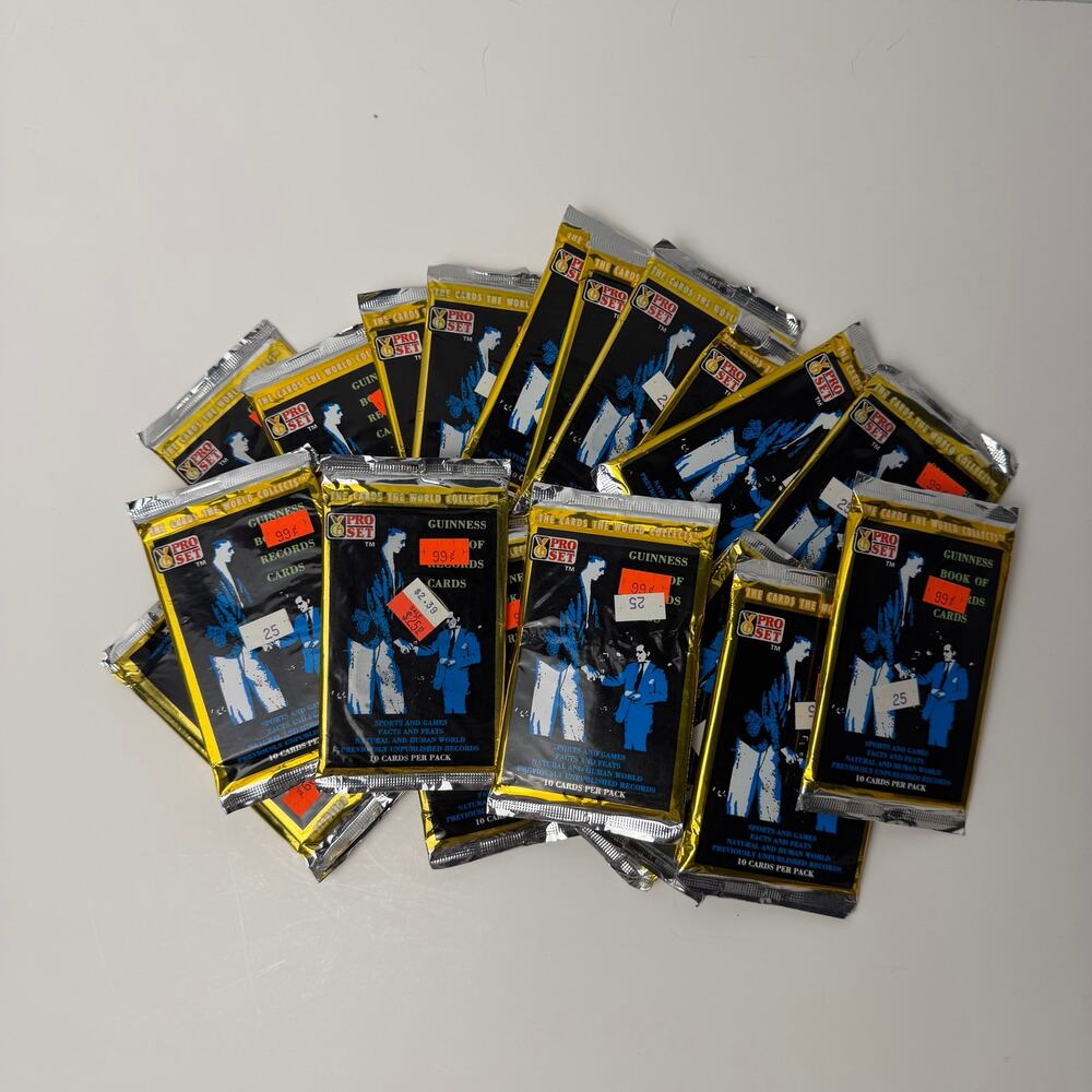 1992 Pro Set Guinness Book of World Records Sealed Card Packs Lot of 23 Gift